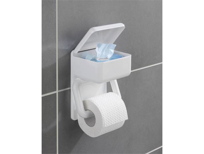 Porte-papier WC 2 en 1 Porte-papier toilette : plastique - Polystyrol Blanc/Blanc 16 x 20 x 11cm