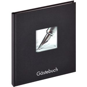 walther-design Gästebuch GB-205-B Fun, schwarz, 23 x 25 cm, blanko weiß, Hardcover & Ausstanzung, 72 Seiten