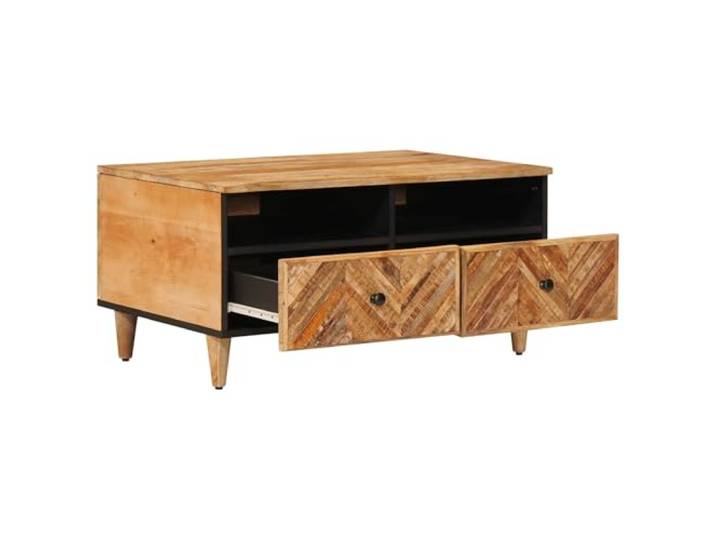 KKgypkn Couchtisch Braun 80 x 54 x 40 cm Massivholz Mango Rechteckig, Große Tischplatte, Einfache Montage, Pflegeleicht, Modernes Design