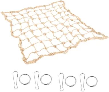 Combo Retail Shop Birds Swing Ladder Toys, Hemp Rope Net, Pet Parrot Climbing Ropes With Hook, Indoor Bird Chew Play Toy Accessories net 60x60cm