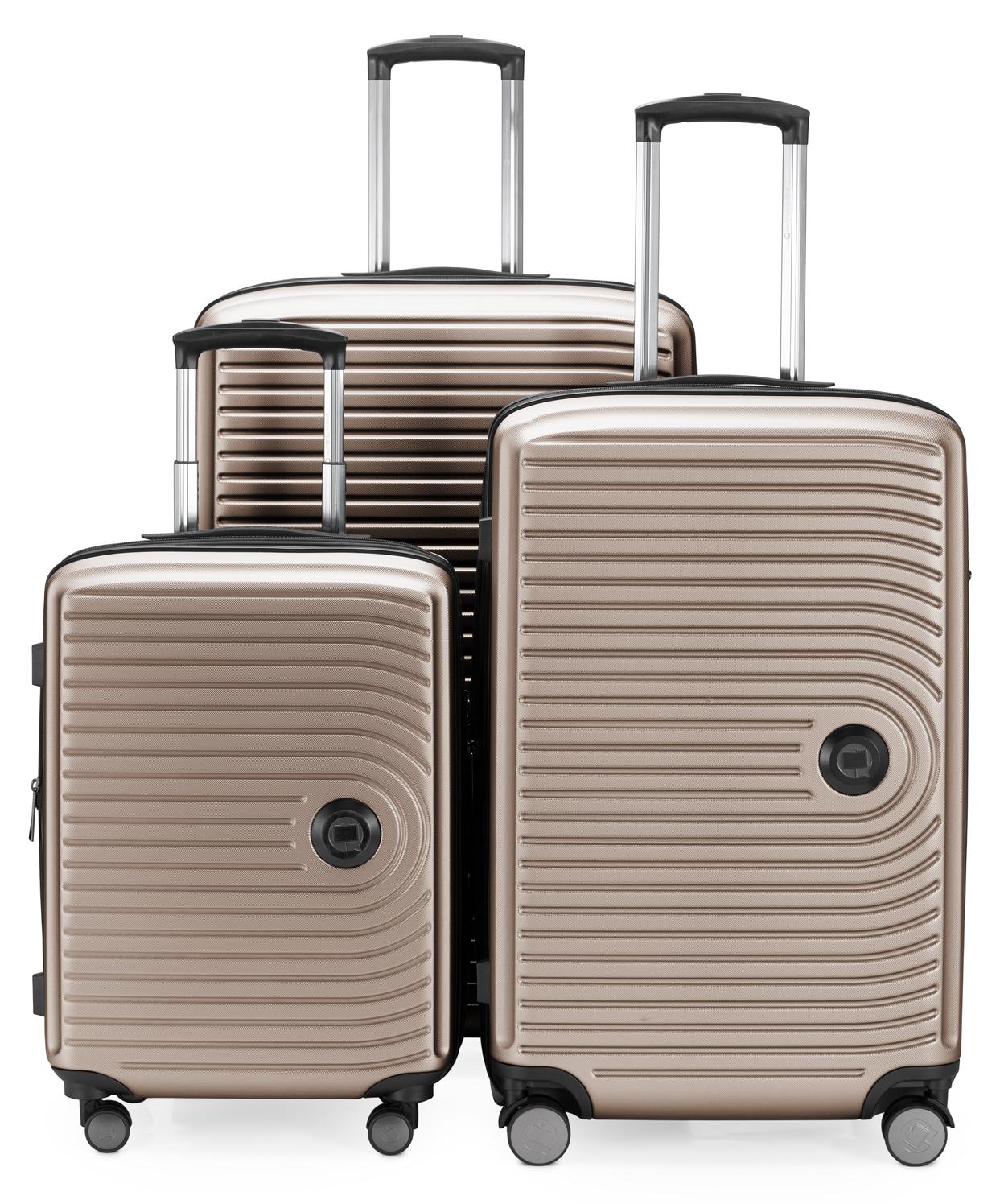 HAUPTSTADTKOFFER - Mitte - Koffer-Set 3 Trolley Hartschale, TSA, XXL Erweiterung, 4 Rollen (S, M & L),Champagner