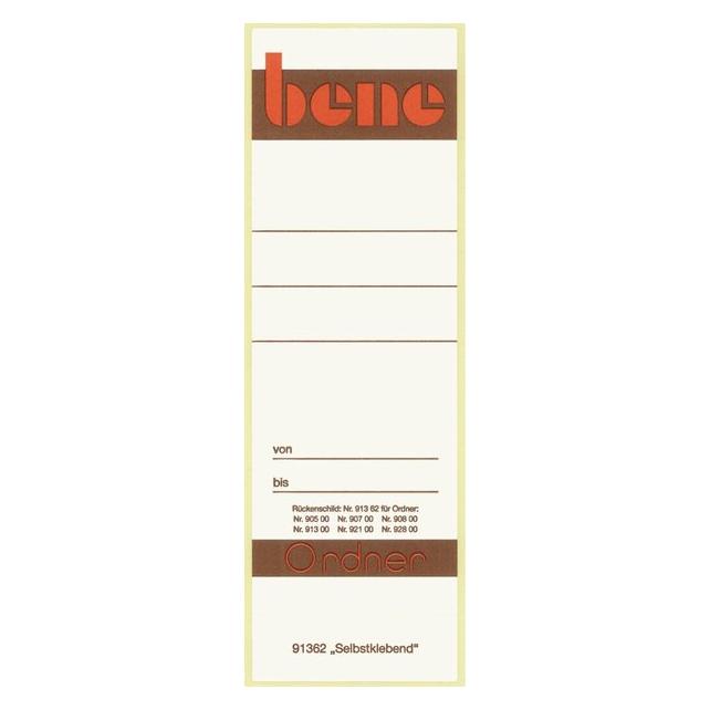 Bene 10 Ordneretiketten weiss für 8,0 cm Rückenbreite (91362)