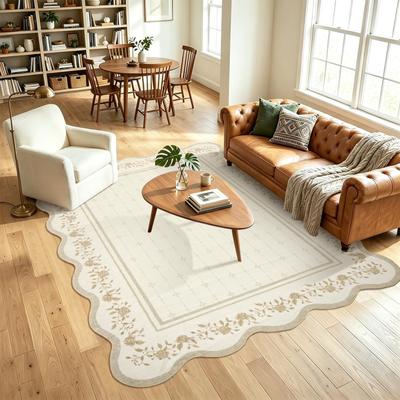 Garvee Scalloped Floral Bordered Area Rug