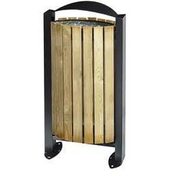 ARKEA Mülleimer Rossignol 60 L Holz/mangangrau Stahl mit UV-stabiler Pulverbeschichtung & Korrosionsschutz