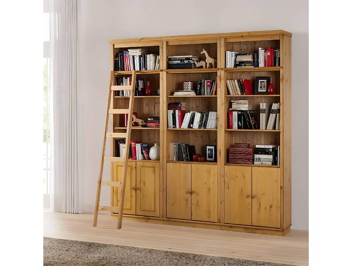 Bibliothèque massive C Pin massif Marron/Epicéa naturel 222 x 223 x 37cm