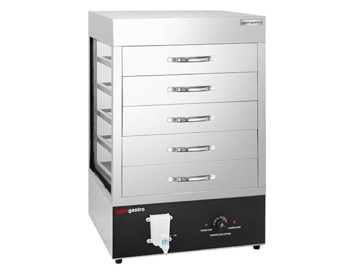 GGM Gastro Dampfgarer 2,5 kW mit 5 Schubladen Ideal für Dim Sum und Knödel, zeitsparende Reinigung, robuste Edelstahlqualität, rutschfester Stand, einfache Bedienung