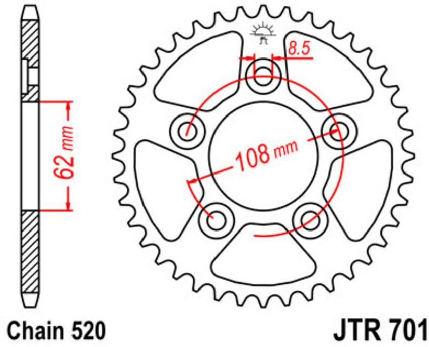 Kettenrad JT JTR701,38
