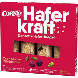 Corny Müsliriegel Haferkraft Cranberry-Kürbiskern, je 35g, 4 Riegel