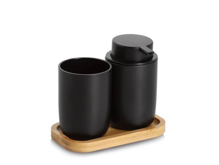 Zeller Bad-Accessoires-Set, 3-TLG., Kunststoff/Bambus,