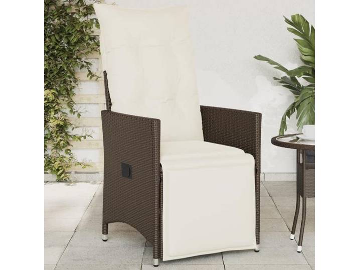 Chaise inclinable de jardin avec coussins marron résine tressée fauteuil de jardin inclinable fauteuil inclinable 365660