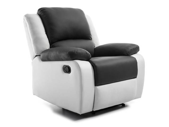 Fauteuil de relaxation en simili LEO - Blanc/Gris - LOUNGITUDE - L88 x 93 x 96cm - LOUNGITUDE