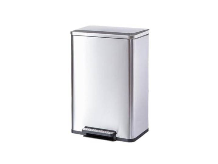Rostfreier 13-Gallonen-Trittpedal-Mülleimer Abnehmbarer Inneneimer, for Küche, Büro, Hotel, Lobby, Terrasse(Silver)