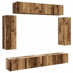 vidaXL 6-tlg. TV-Schrank-Set Wandmontage Altholz-Optik Holzwerkstoff