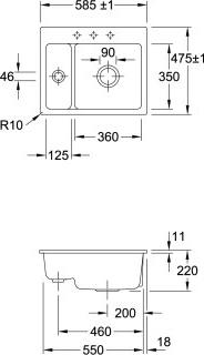 Villeroy & Boch 67800FKR flächenbündige Spüle Subway 60 XM