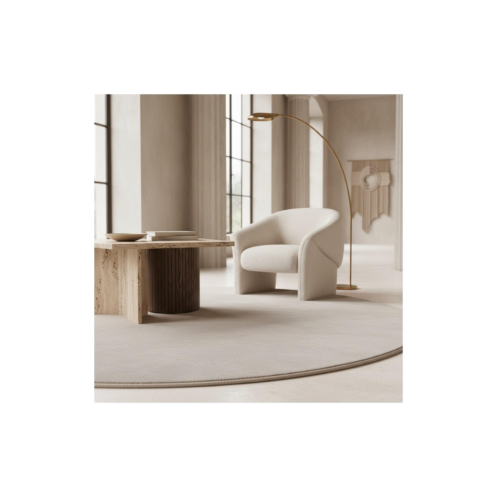Kurzflorteppich Waschbar LECH, einfarbig, Creme, Ø 120 cm