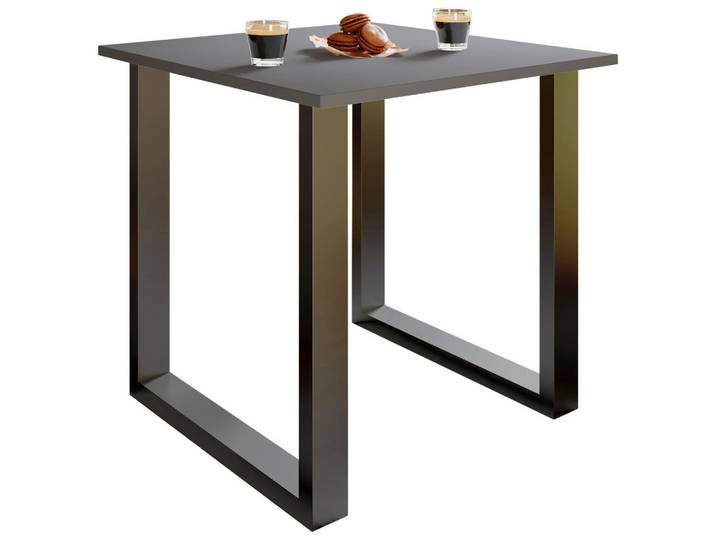 Mid.you Esstisch, Anthrazit, Schwarz, Kufe, 80x76x80 cm, Esszimmer, Esstische, Esstische