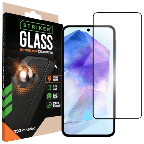 Striker D3O Gehärtetes Glass Edge To Edge Displayschutzfolie Samsung Galaxy A35 5G/A36 5G/A55 5G/A56 5G/S24 FE 5G