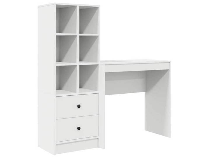 Blanc Bureau d'étude-Bureau d'écriture avec tiroir avec étagère avec stockage 2 pcs Blanc design contemporain 262746xts78m