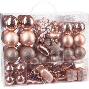BRUBAKER Weihnachtskugeln 807704, rosegold, Kunststoff, Set mit 77 Teilen