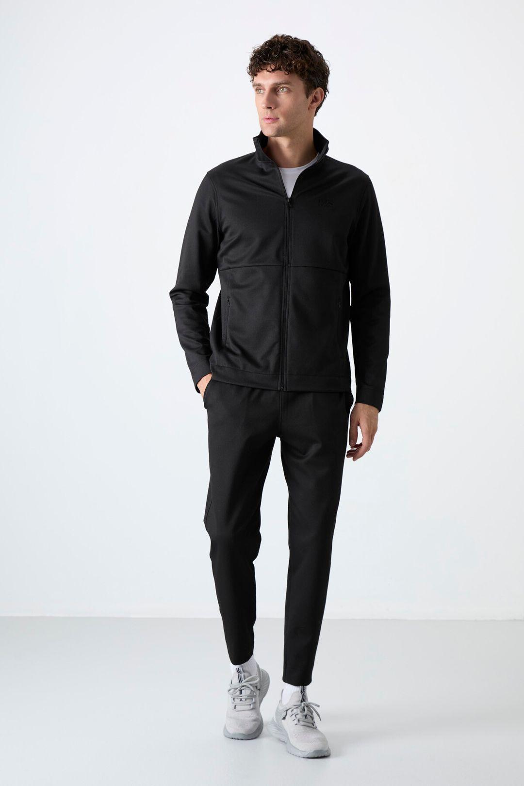 Herren Sweatshirt mit Reißverschluss-Kragen und Hose Set