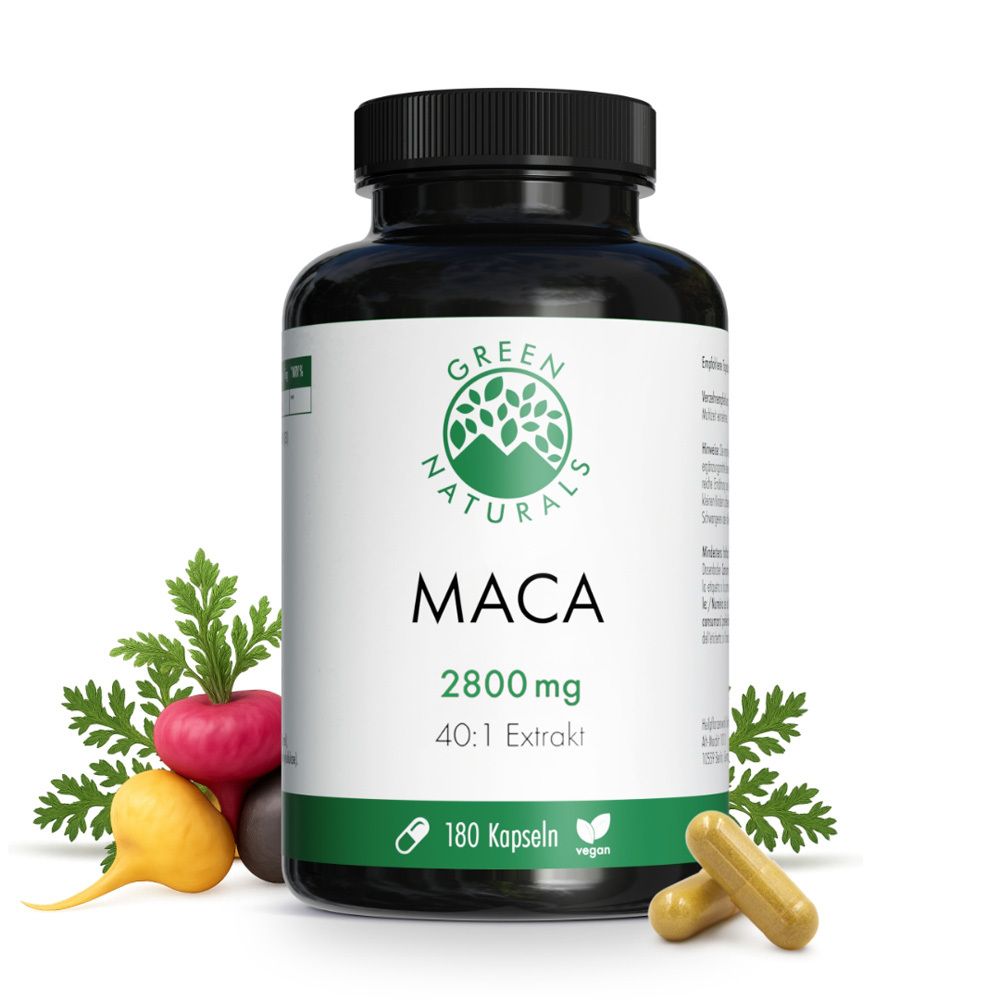 Green Naturals Maca 2800mg hochdos.40:1 vegan Kps. 180 St Kapseln