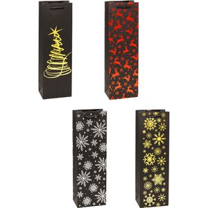 TSI Geschenktüte 88280 Premium Weihnachten, Flaschentüte, 12 x 38 cm, sortiert, 12 Stück