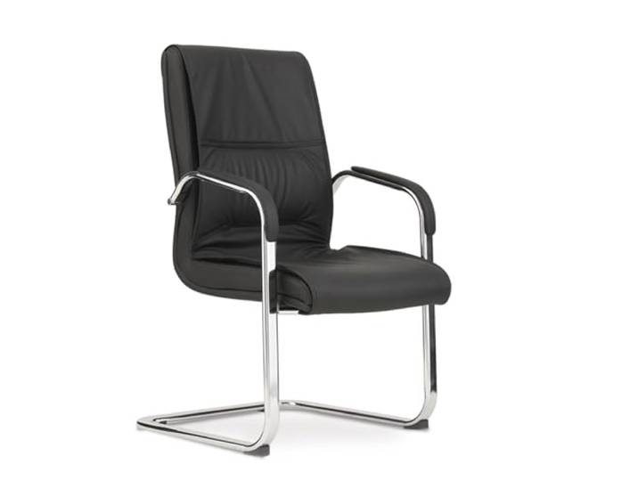 Chaiselongue Gästestuhl aus PU-Leder mit Armlehne for den Empfang(Schwarz)