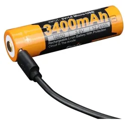 Fenix ARB-L18-3400U 18650 Li-Ion Akku geschützt 3400mAh, mit USB Ladefunktion, 70x18,6mm