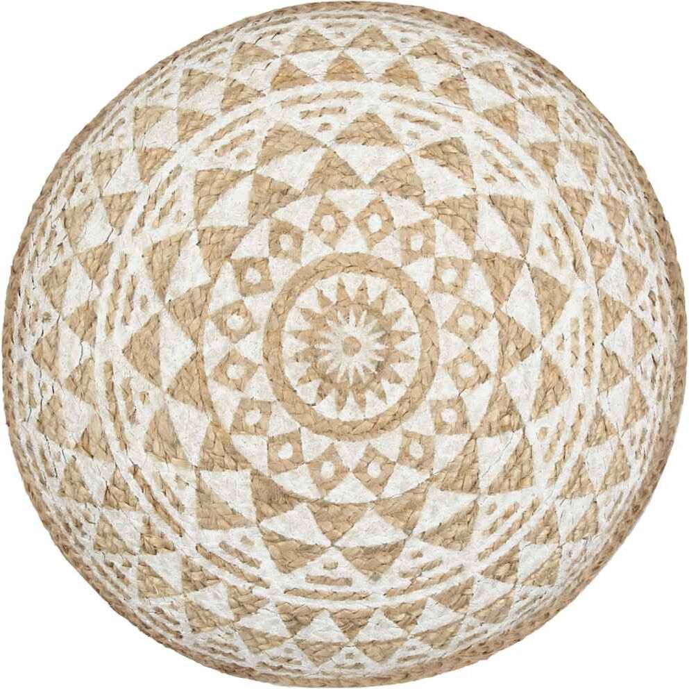 vidaXL Pouf fait à la main Blanc 45x30 cm Jute