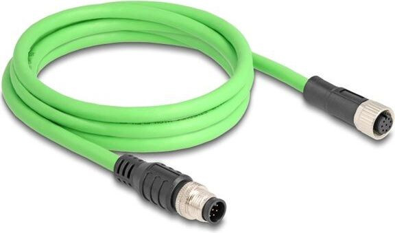 Delock M12-kabel A-gecodeerd 8-polige stekker naar connector PUR TPU 2 meter