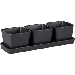 Snack & Dip Schalen Set (BHT 30,50x10x8 cm) - schwarz - BHT 30,50x10x8 cm