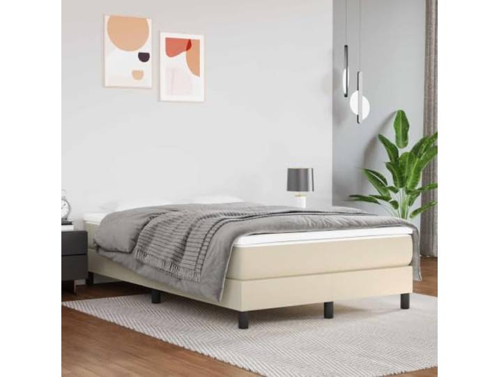Matratze mit Taschenfedern, Kunstleder Creme, 120x200x20 cm, mittelfest Abwaschbares Kunstleder, Taschenfedern dämpfen Stöße, stoßdämpfender Schaumstoff, stabile mittelfeste Unterstützung, glatte