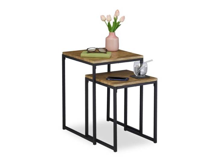 Relaxdays Beistelltisch 2er Set Holzoptik