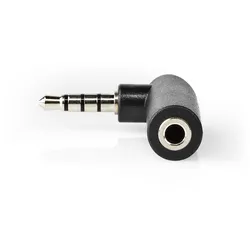 Nedis Stereo-Audio-Adapter - 3.5 mm Stecker - 3.5 mm Buchse - Vernickelt - 90° abgewinkelt - Metall - Schwarz - 10 Stück - Plastikbeutel