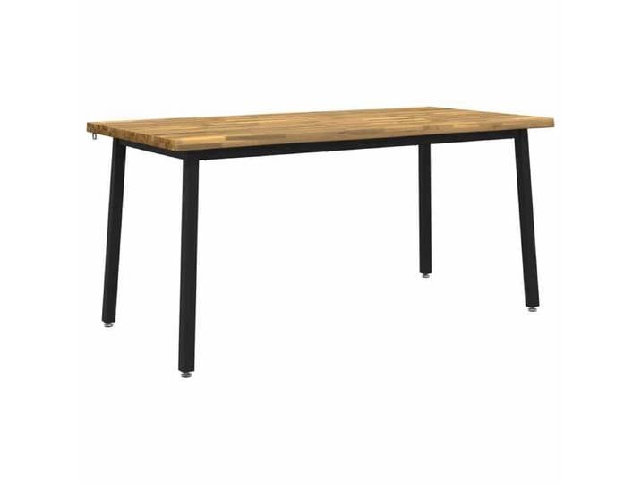 Table à manger en bord vivant - - Bois d'acacia massif - Blanc et noir - Bord vivant - 140 x 90 x 75 cm 93266