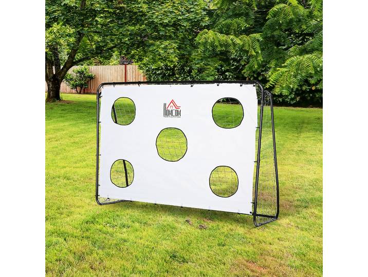 HOMCOM But de Football Métal Blanc/Noir 240x88x171.5cm