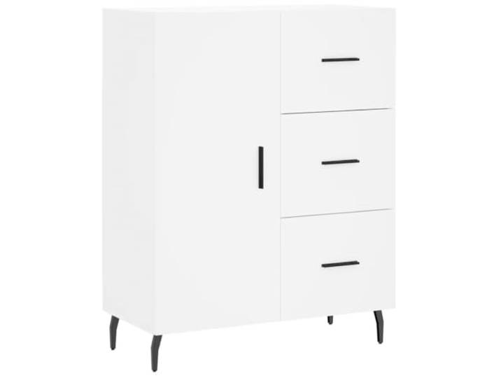 Kaorsrow Sideboard Weiß 69,5x34x90 cm Kommode mit Schubladen & Tür Vielseitiger Beistellschrank für Wohnzimmer & Schlafzimmer mit 3 Schubladen, 2 Fächern & robusten Metallfüßen.