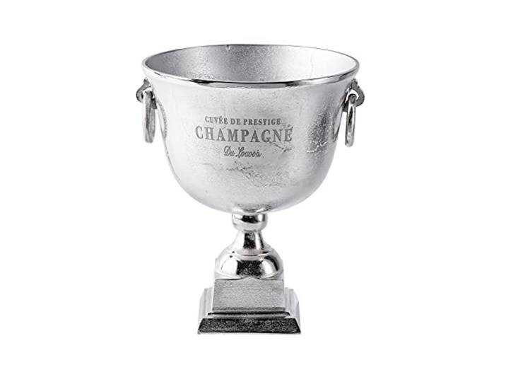MichaelNoll Champagnerkühler, Champagnerschale, Flaschenkühler, Aluminium, Silber, Standfuss, Sektkühler Weinkühler aus Metall, Party Getränkekühler - Kühler für Sekt, Wein und Champagner - XXL 37 cm