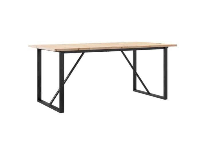 HAQWRDQSG Esstisch Massivholz Kiefer 180x90 cm Holztisch O-Gestell Rustikaler Speisetisch aus unbehandeltem Kiefernholz mit stabilem O-Rahmen aus Stahl, ideal für Esszimmer und Küche.
