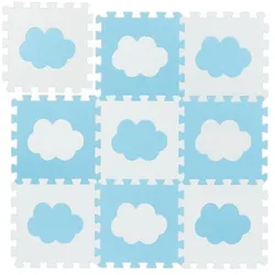 Relaxdays 18-tlg. Puzzlematte Wolke Weiß,Blau