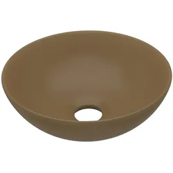 vidaXL Waschbecken Keramik Mattcreme Rund