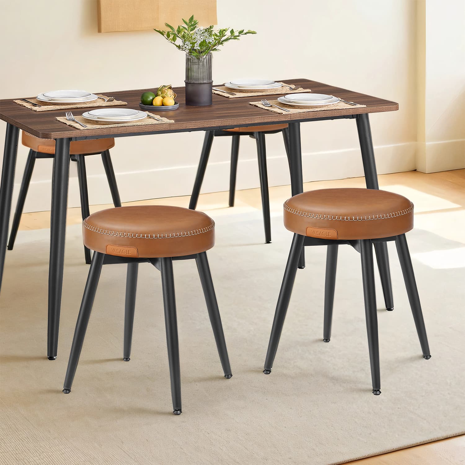 VASAGLE 2er Set EKHO Kollektion - Esszimmerstühle karamellbraun LDCB35170K02