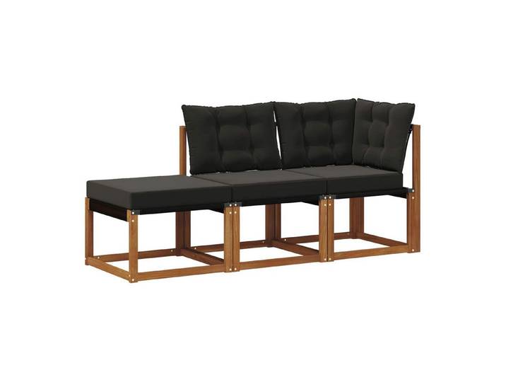 vidaXL Sofaelement 3 stk. Ecksofa-Einheiten für draußen Natürlich und Schwarz (3 St)