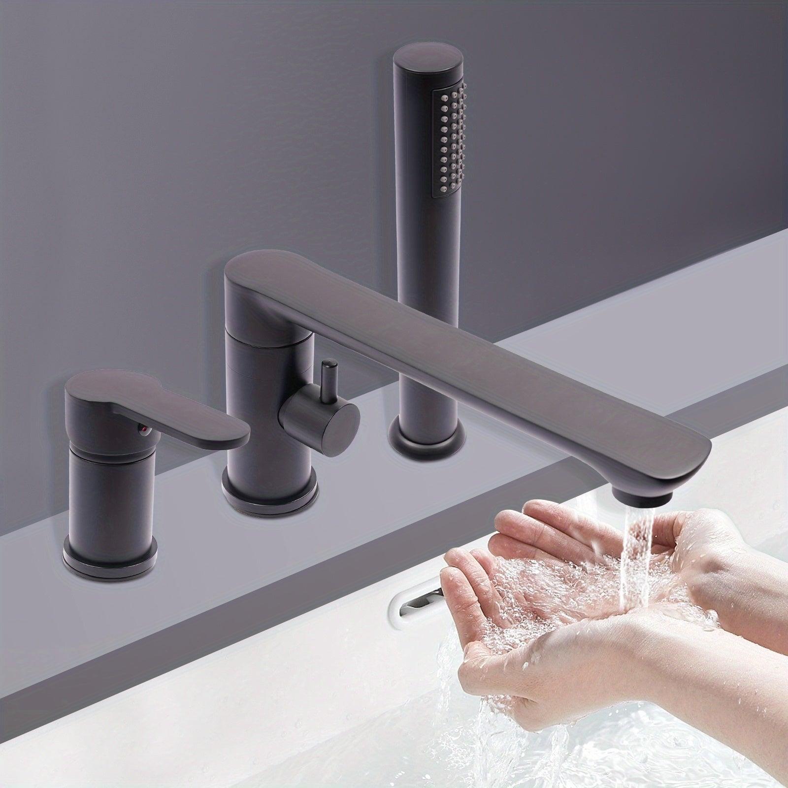 Badearmatur - Mischarmatur für das Bad - Duscharmatur - Ablauf für das Bad - Handbrause - Messing - Wandmontage - Wasserfallauslauf