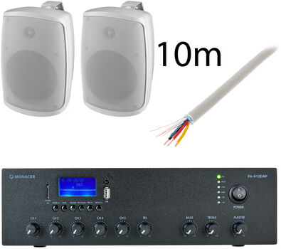 Monacor WALL-08T/WS PA-812DAP Bundle blanc