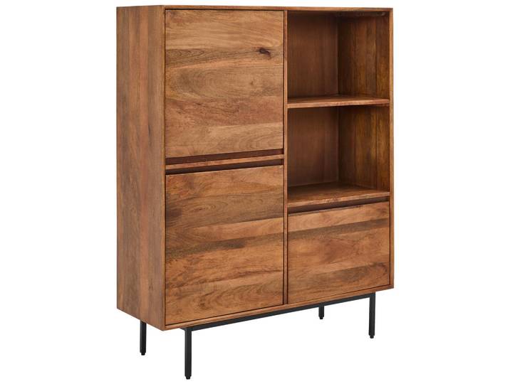 Livetastic Kommode, Honig, Metall, Mangoholz, massiv, 3 Fächer, 110x140x40 cm, stehend, Holzmöbel, Kleinmöbel Holz, Holzkommoden
