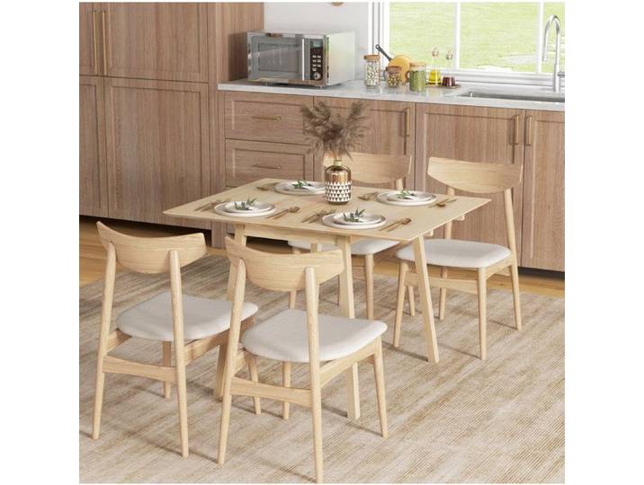 Table a manger pliante en bois de pin 2 a 4 personnes 110 x 86 x 75 cm coloris bois naturel