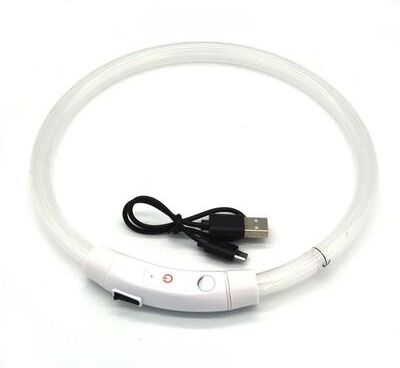 Uplift Picks USB Rechargeable LED Dog Collar Fiber Optic Light Up Dog Collar For Night Safety white l 70 Cm