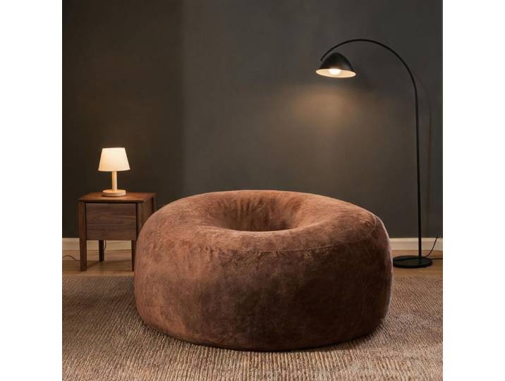 Pouf fauteuil 1 place en mousse 130x120 cm garnissage microbilles éco-responsable couleur café