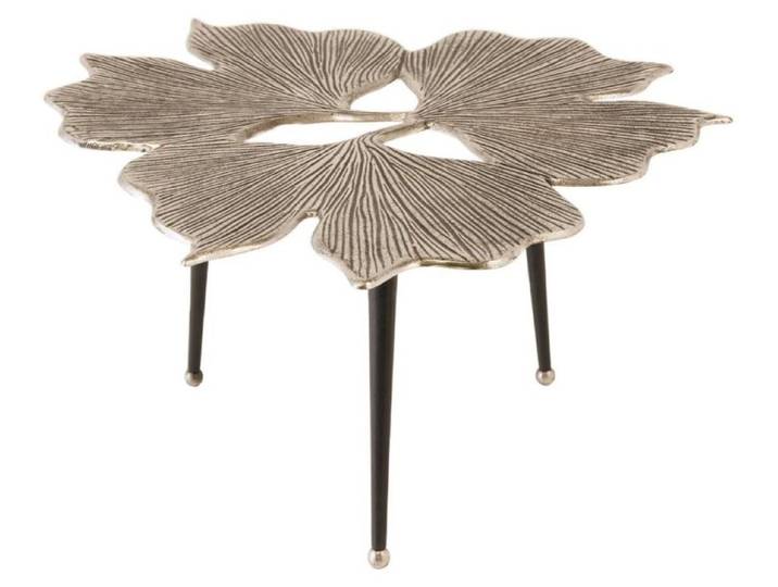 Table basse LOTUSIA argentée 75 cm – Design floral sculptural en aluminium